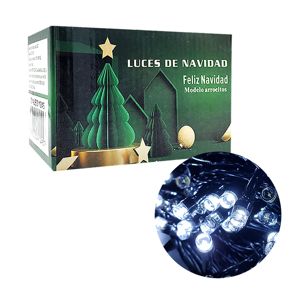 Serie de cable negro de 20m con 400 luces navideñas en modelo de arrocitos y en color blanco / zy-led 1252