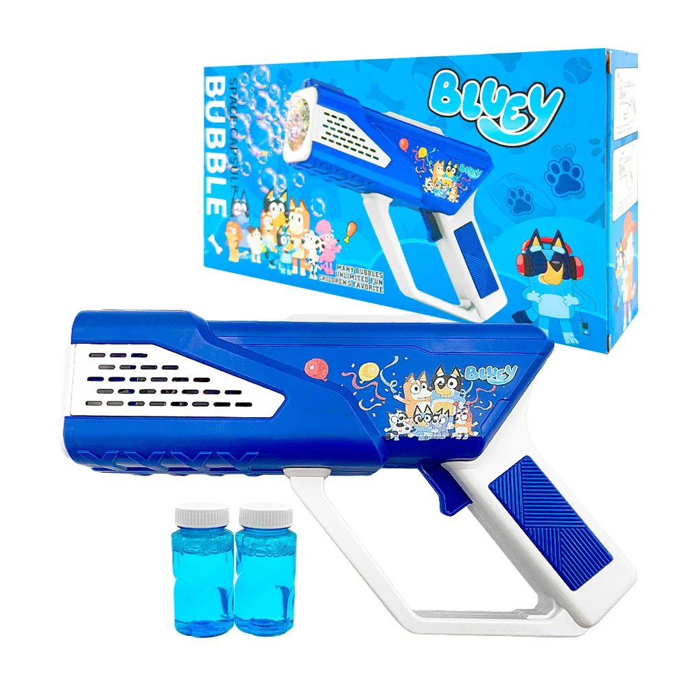 1pza Pistola bicolor de burbujas, con estampado de personajes animados y luz led, variedad de usos / bubble space capsule / bluey / pp277-12