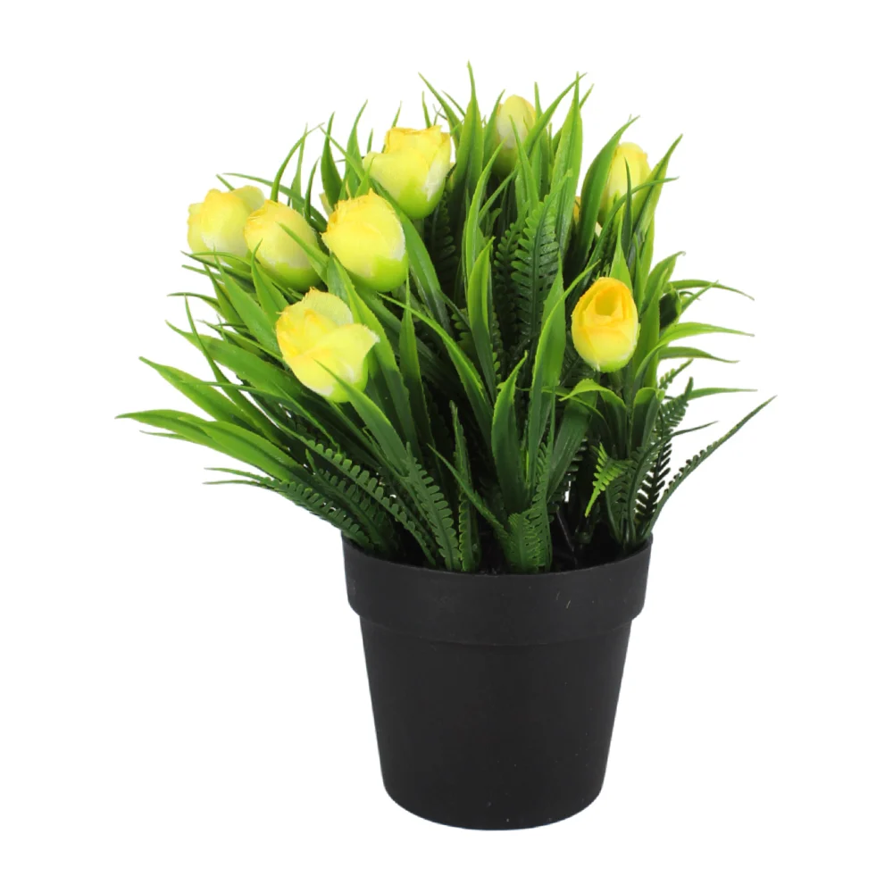 Maceta de plástico con flores artificiales estilo tulipanes, variedad de colores / zy-pz-127