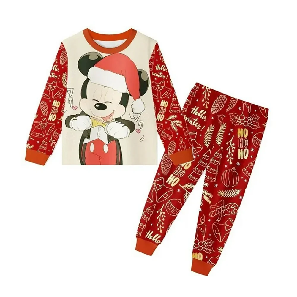 Pijama infantil de 2pzas pans y camisa de manga larga con estampado navideño de mickey mouse, variedad de modelos / brand promise