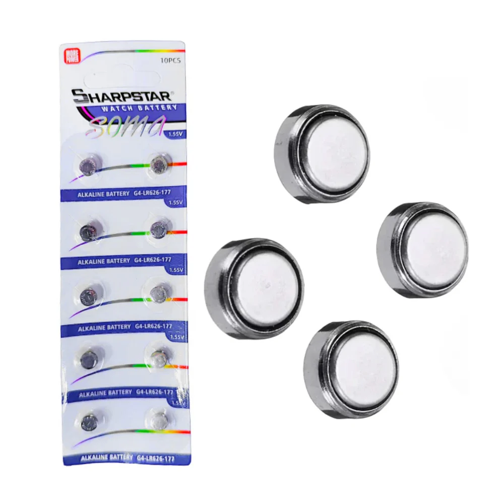 Blíster con 10 pilas alcalinas de 1.55v para reloj / sharpstar / g4-lr626-177 / g3-lr41-392-sr41-192