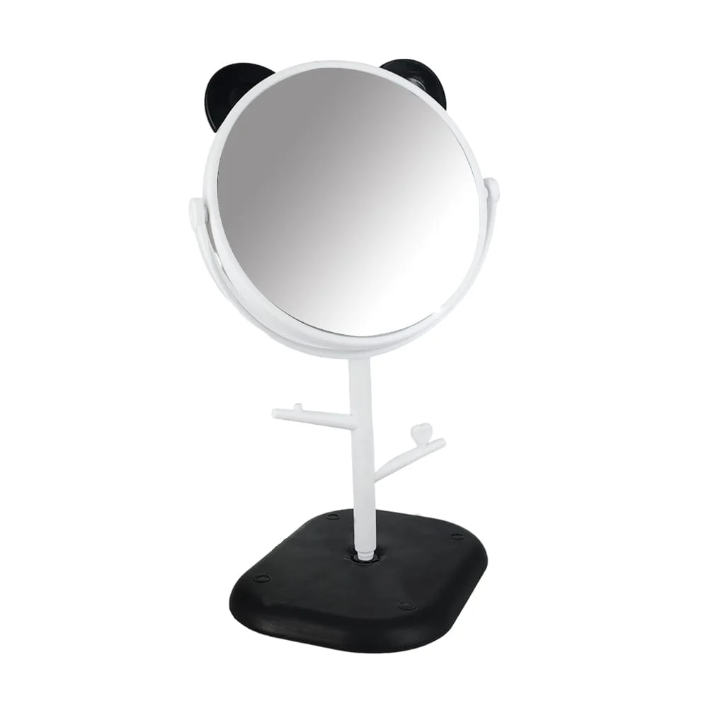 Espejo redondo con base rectangular y orejas tipo oso panda, variedad de colores / zy-wd07