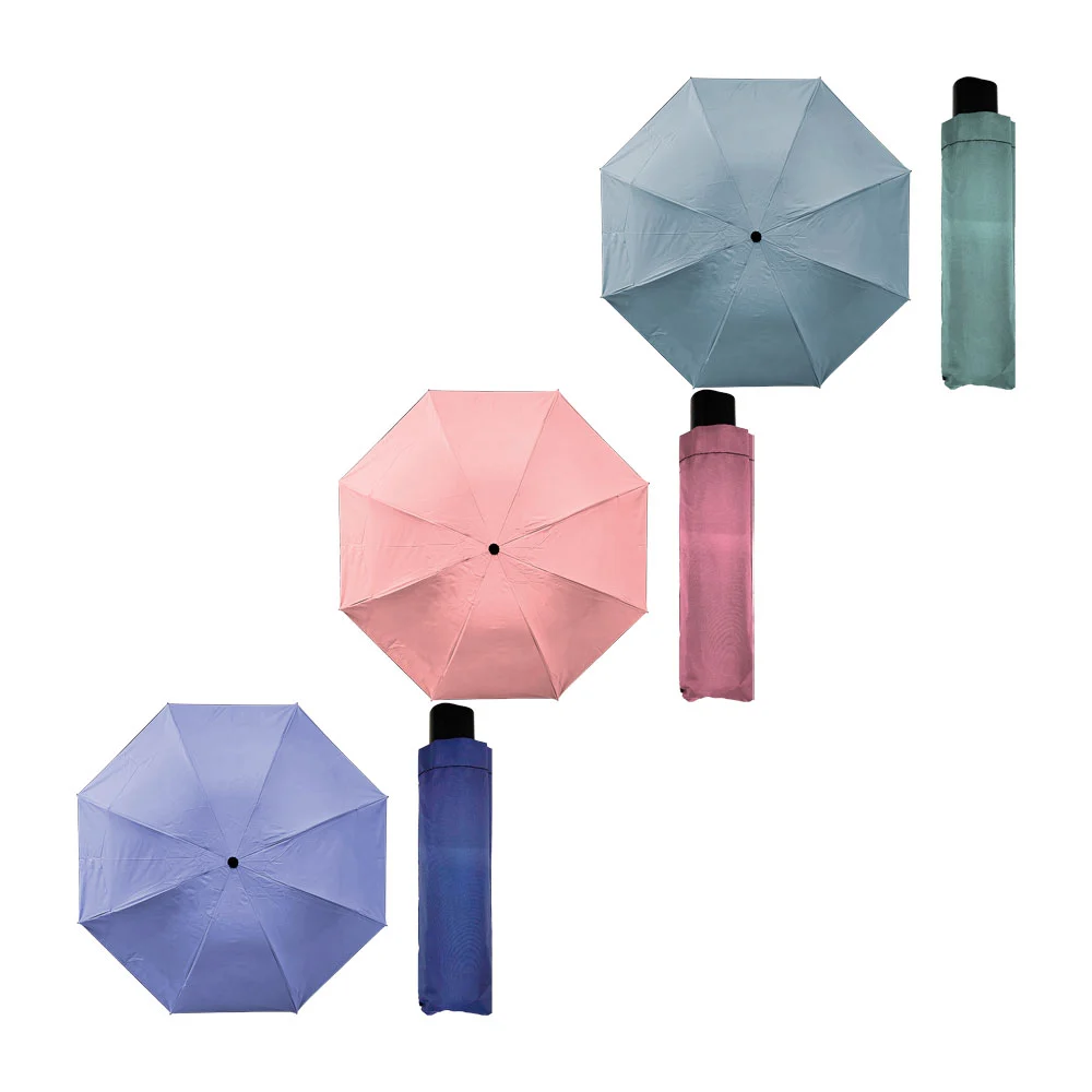 1pza Paraguas / sombrilla de bolsillo plegable, con asa agarradera, funda y mango semicilíndrico ergonómico, variedad de colores / zenyu / ys18