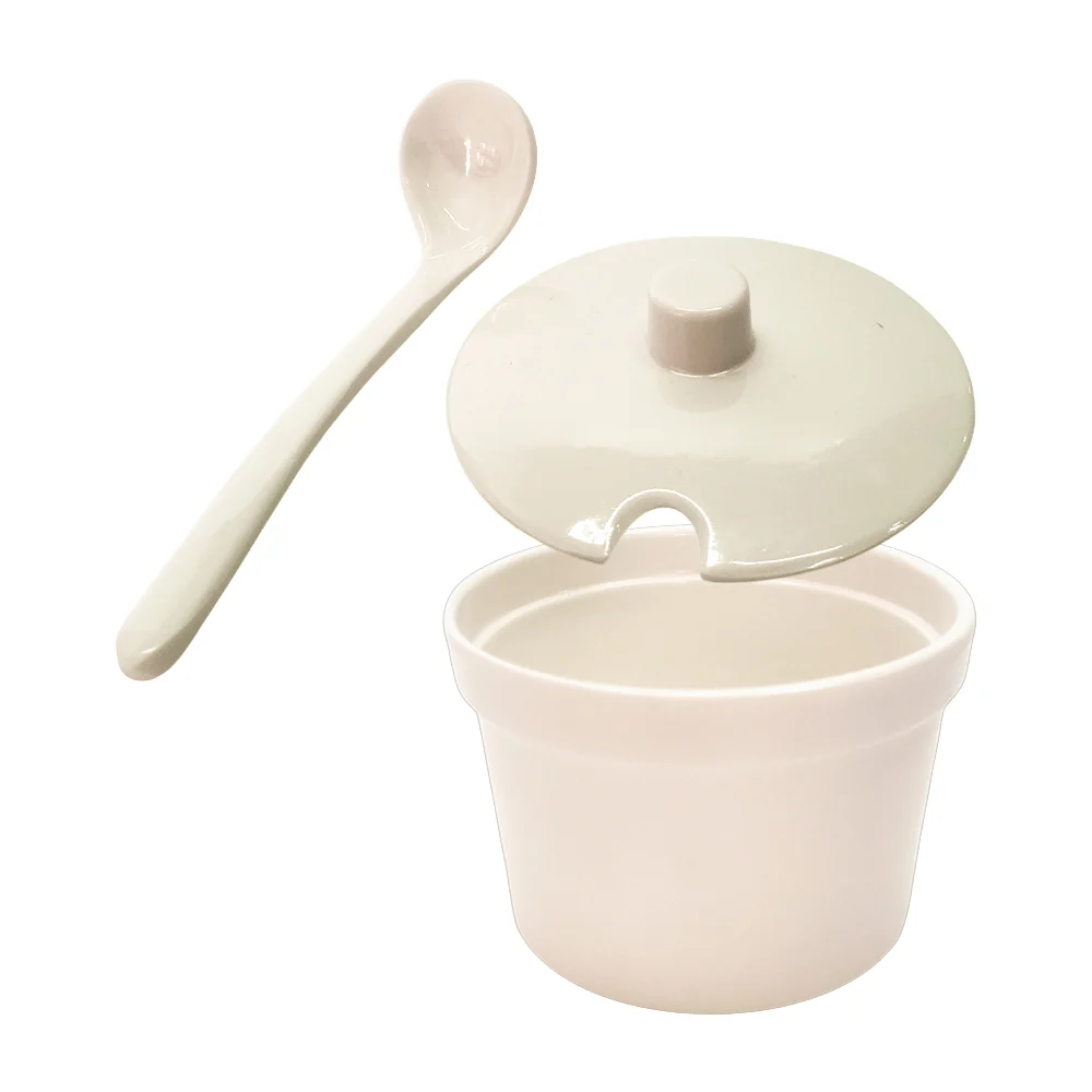 Salsera con tapa y cuchara de melamina, 8.8x6.5cm, 100g / c-204