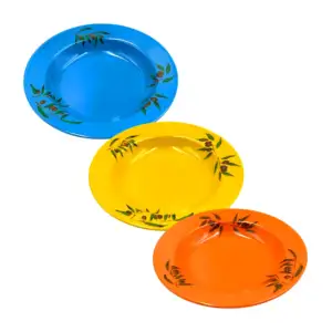 1pza Plato hondo redondo de melamina con estampado de hojas, 23cm, va…