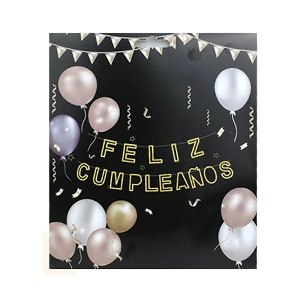 Banner letrero feliz cumpleaños de 15 piezas con diseño tipo brillantina, variedad de colores / af0158