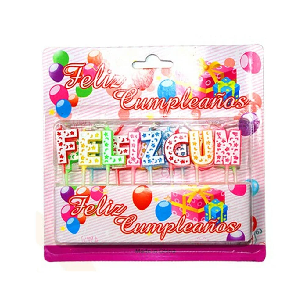 Velas para pastel de letras feliz cumpleaños de colores / af0366