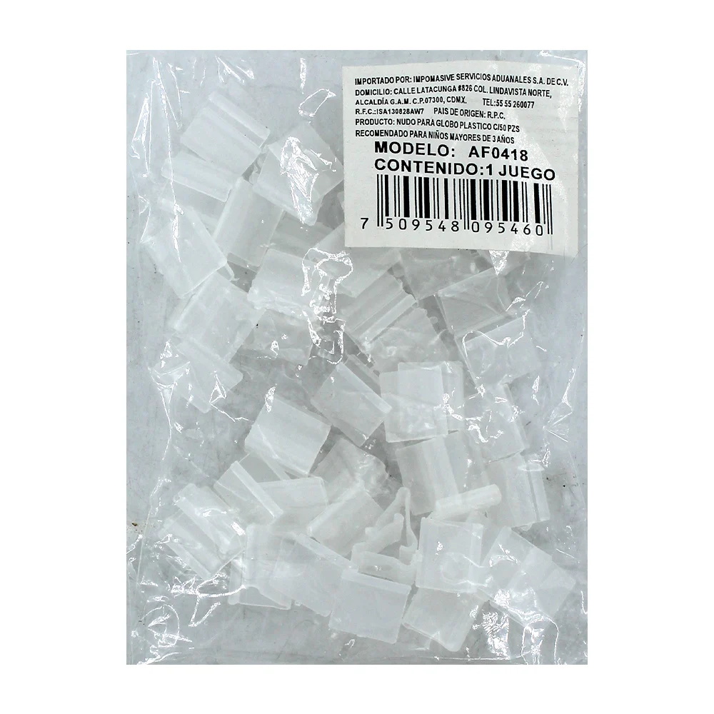 Paquete con 50 clips de plástico para nudos de globos transparentes / af0418