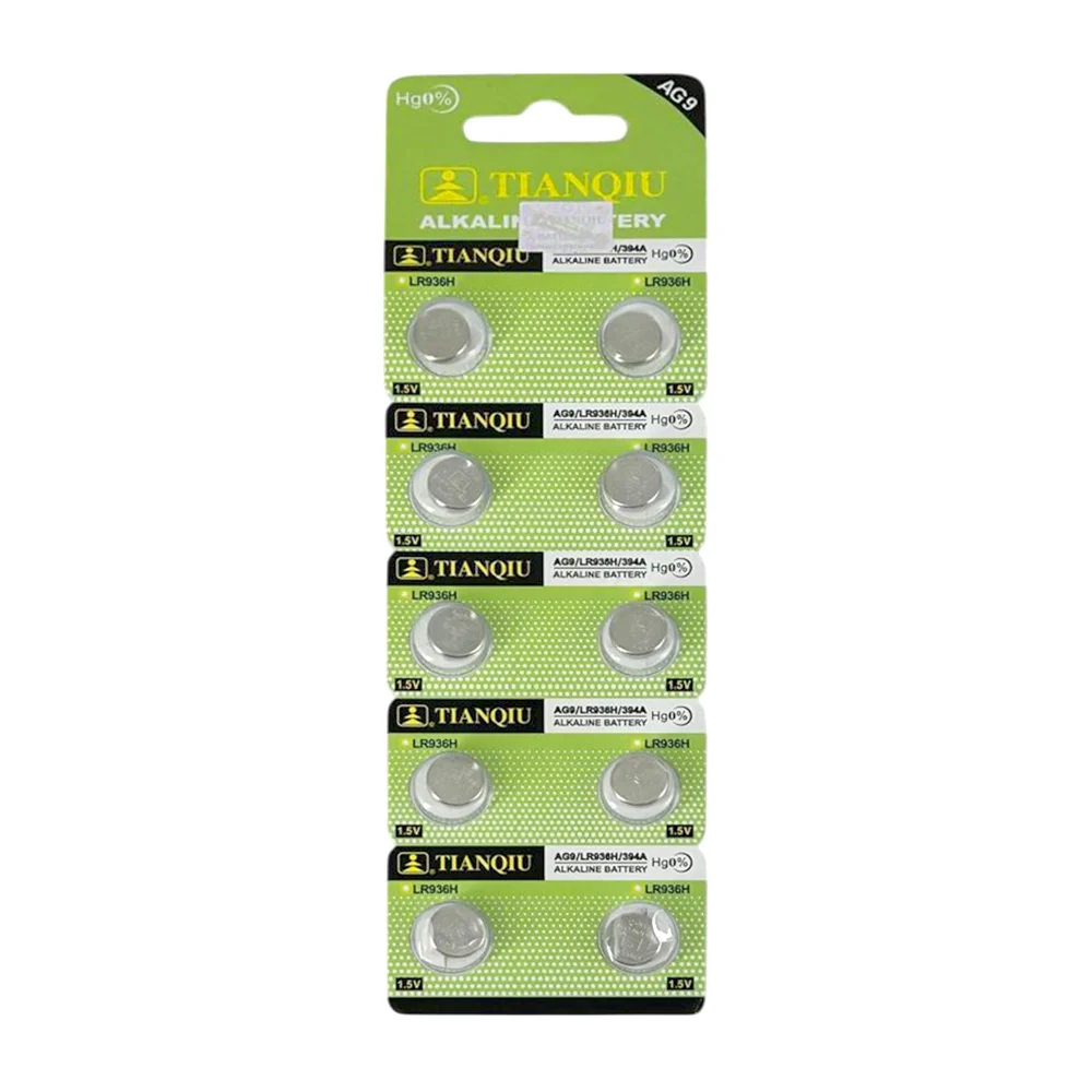 Blíster con 10 pilas baterías alcalinas tianqiu de ag9 y 1.5v / lr936h / 683846