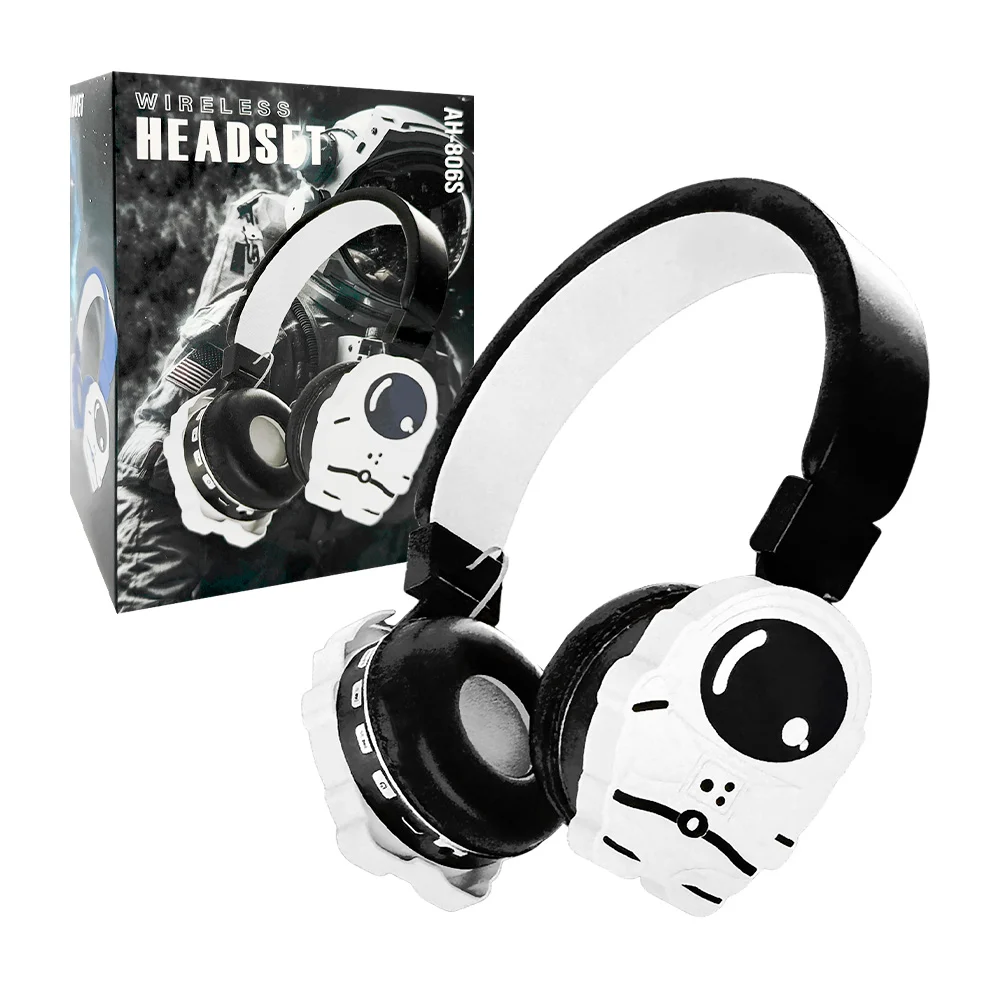 Audífonos de diadema inalámbricos plegables con diseño de astronauta, radio fm y entradas auxiliar, v8 y tf, variedad de colores / headset / ah-806s