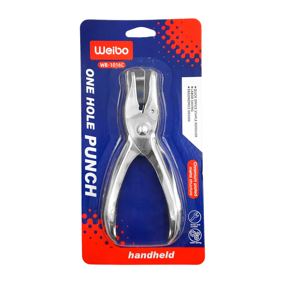 Perforadora metálica manual de 1 agujero para hojas / ar155 / wb-1016c / weibo / one hole punch / handheld