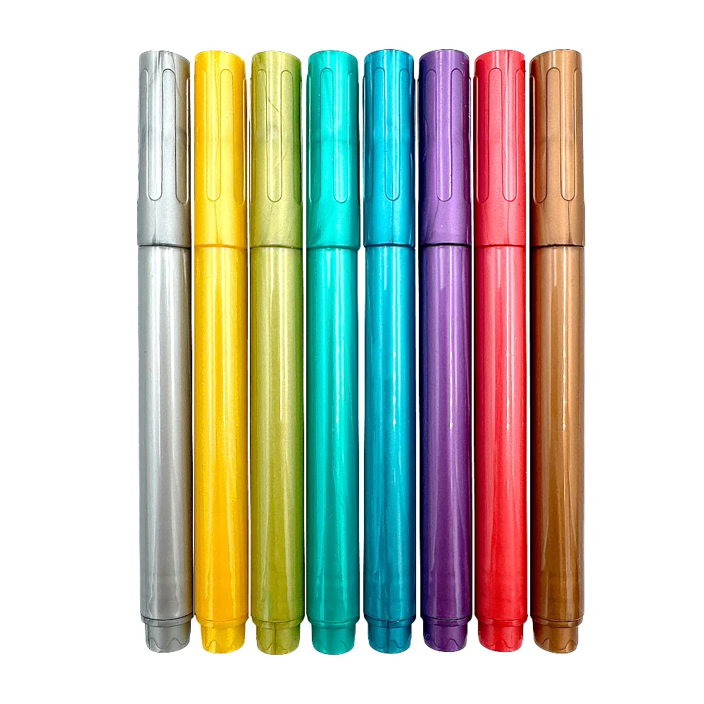 Paquete con 8 marcadores - plumines metálicos de colores / metallic / marker pens / h3222 / ar468