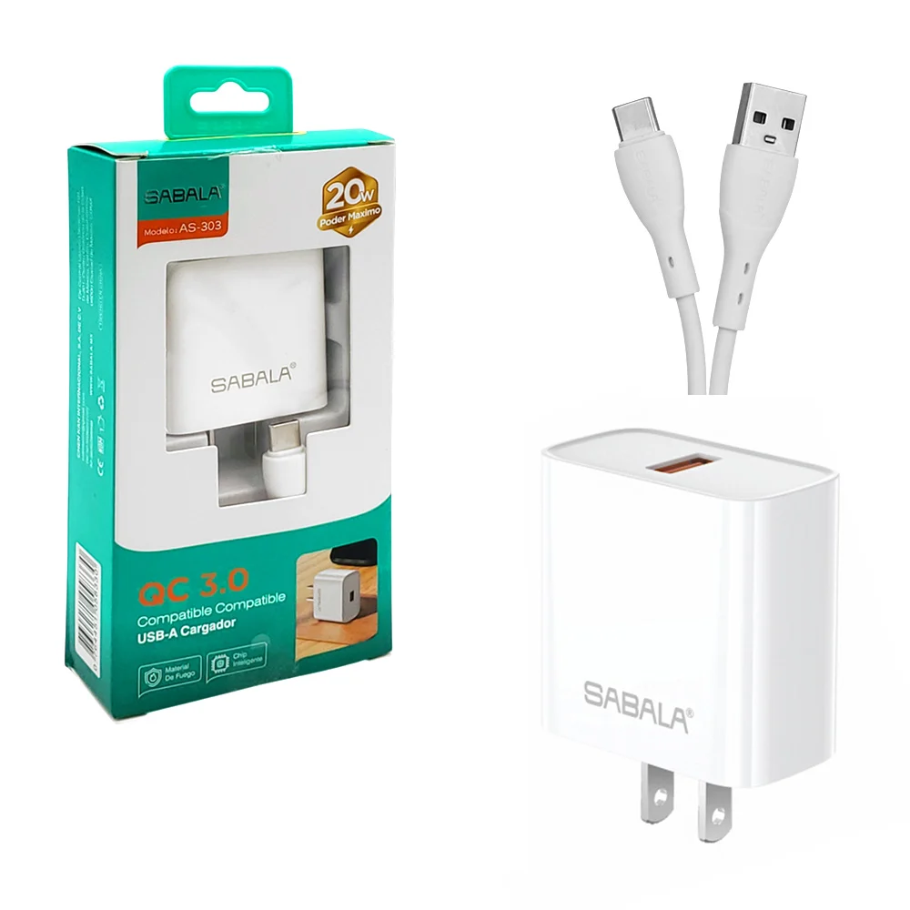 Cubo cargador sabala de carga rápida con puerto usb-a 20w / as-303