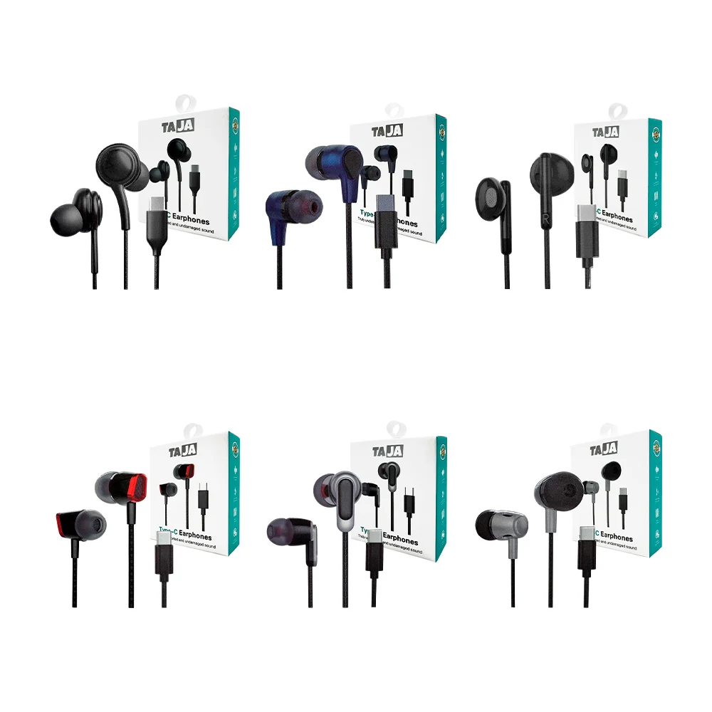 Audífonos manos libres alámbricos con entrada tipo-c, almohadillas ergonómicas, variedad de colores / taja / ata-50103 / ata-50106