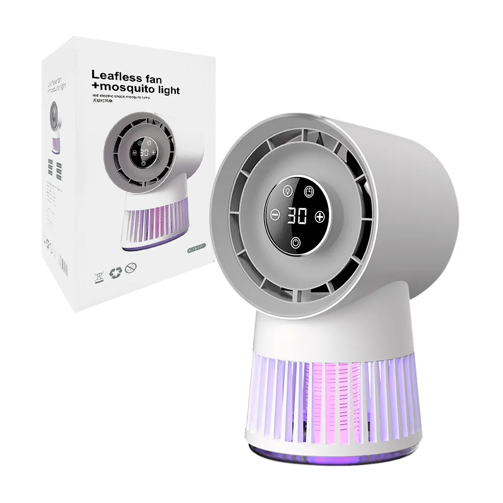 Lámpara mata mosquitos con ventilador de mecanismo silencioso para escritorio, recargable diseño compacto y portátil + lámpara de noche / ay-1289 / jc-fs-f01