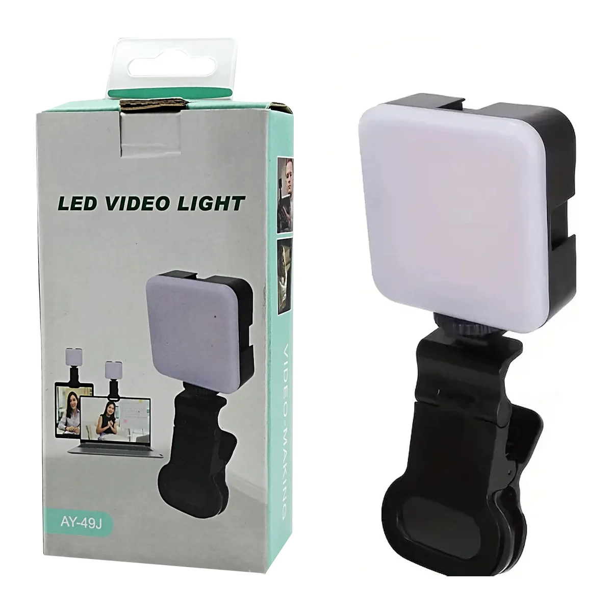Lámpara / luz de relleno portátil para fotos o videos con pinza para celular y computadora / led video light / ay-49j
