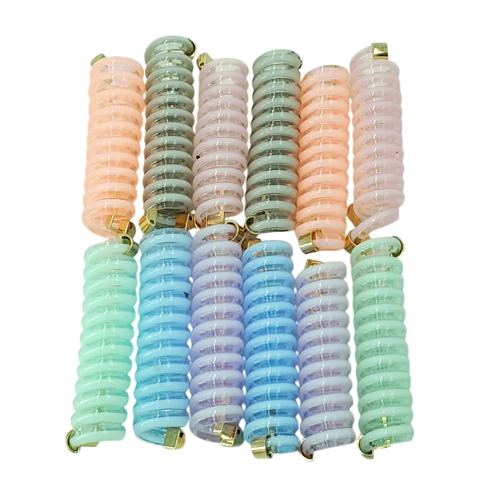 Paquete con 12 espirales elásticos de plástico para el cabello con broche dorado, variedad de colores / espiral para peinados / ay-761 / espiral bicolor