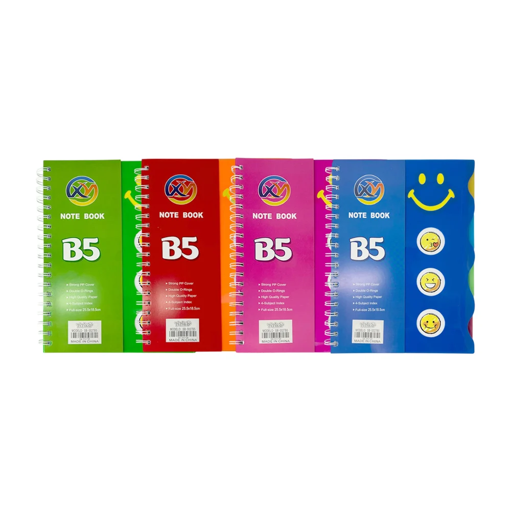 Cuaderno / libreta de raya b5 con 4 separadores, variedad de colores / sb-0027b5