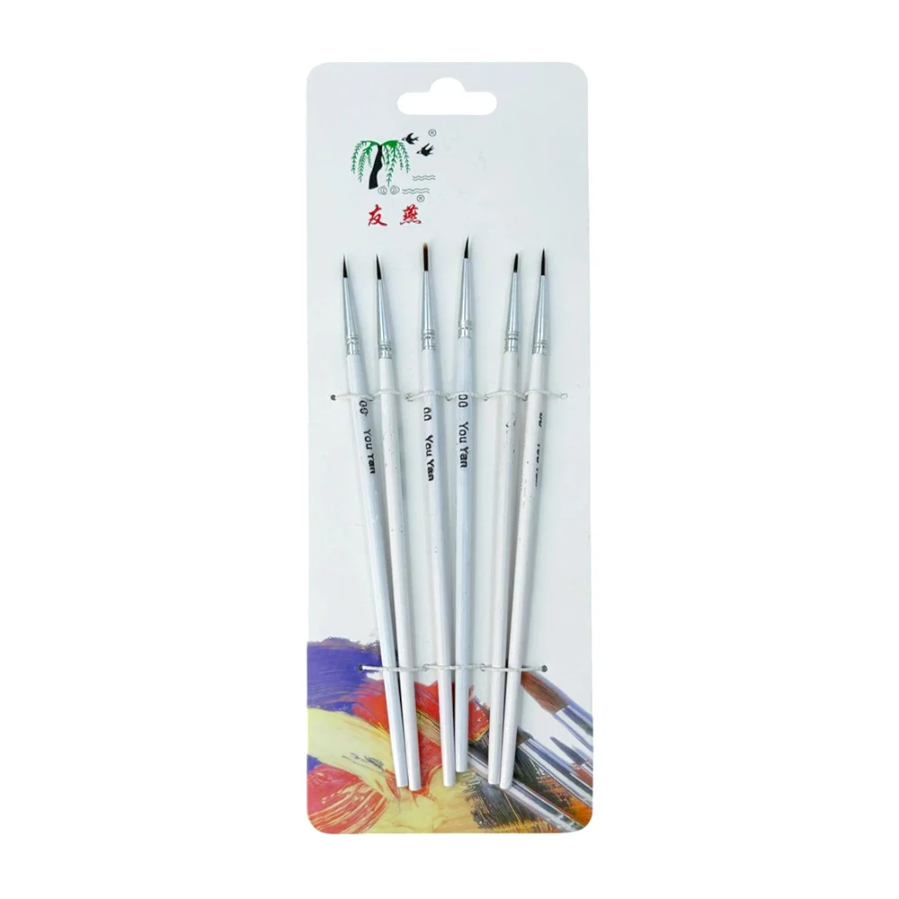 Paquete con 6 pinceles de madera del número 00 con punta fina, you tan / b-9010yh