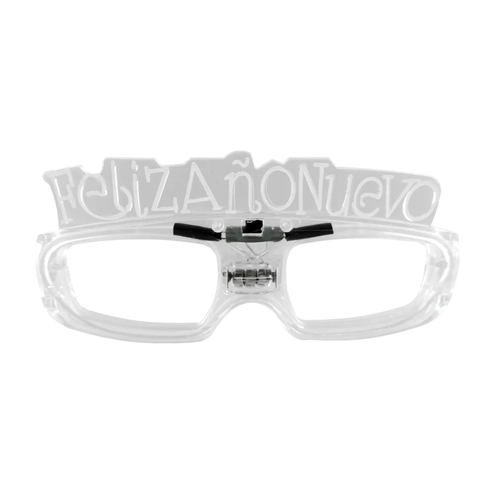 1pza Lentes de plástico transparente con luz led y la frase de feliz año nuevo, variedad de colores / bt-2298
