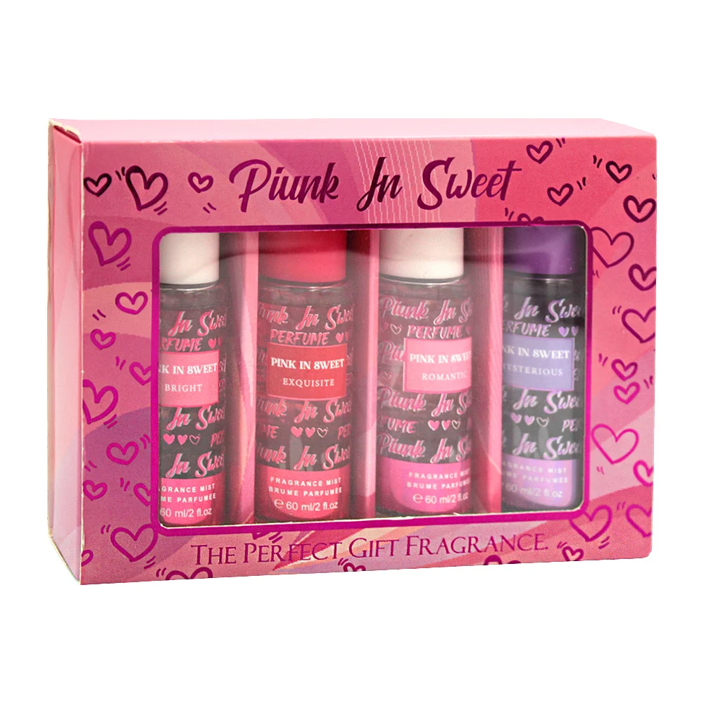 Kit de 4 perfumes fragancias mist pink in sweet con aromas dulces de 60ml /  the perfect gift fragrance / b0068-my