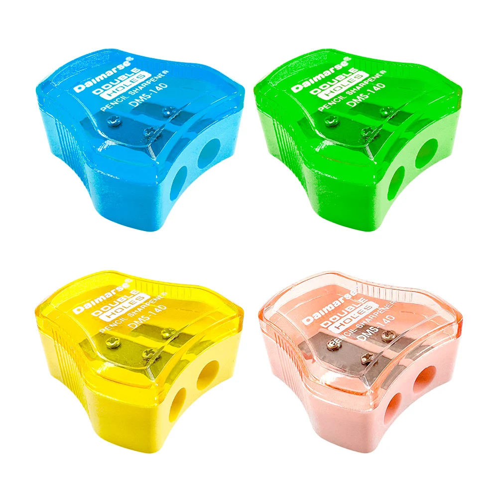 1pza sacapunta de plástico con doble orificio, variedad de colores / b9013 / daimarse / dms-140