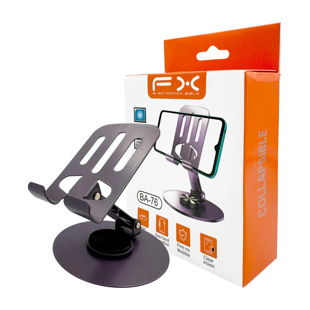 Soporte metálico fx para teléfono celular con giro de 360 grados, multifuncional / ba-76 / soporte metal / electronica siglo fx