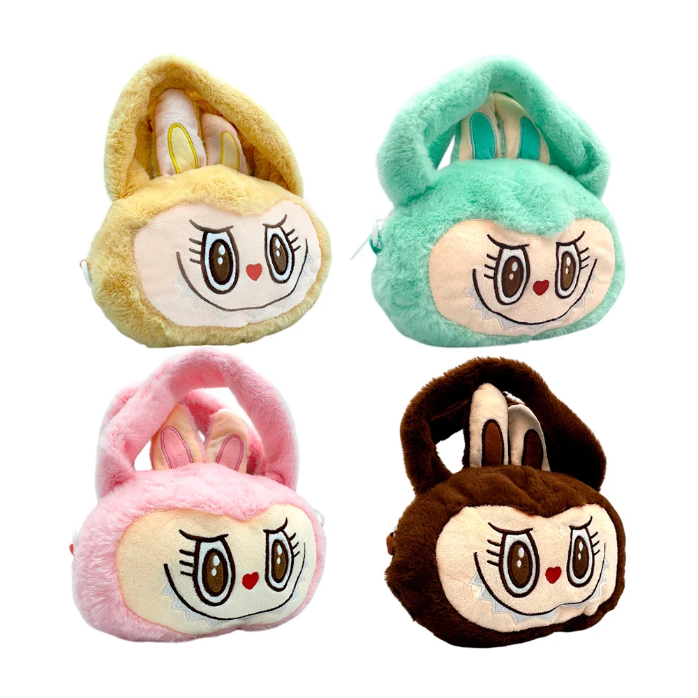 Bolsa pequeña afelpada con diseño de labubu, variedad de colores