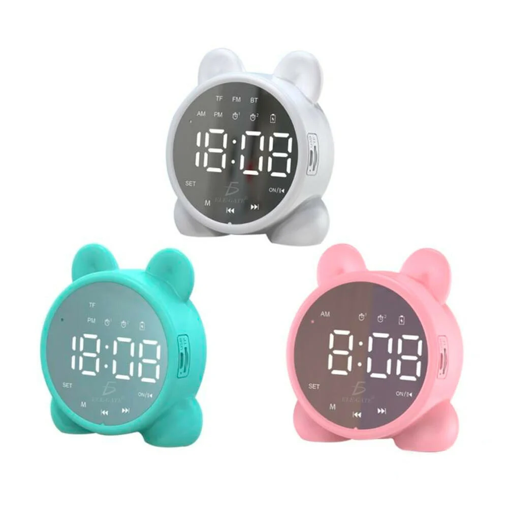 Reloj despertador bocina bluetooth ele-gate con luz y función espejo, variedad de colores / bc.p1