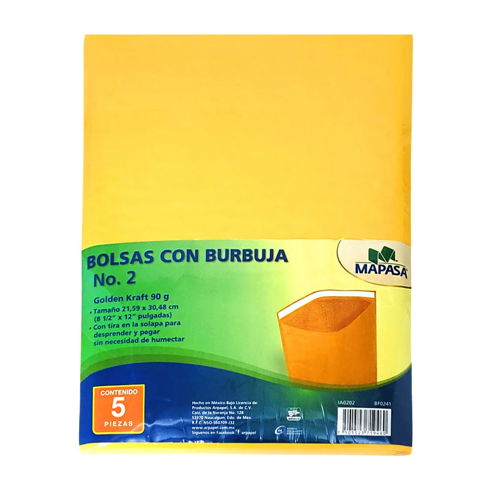 Paquete con 5 sobres burbuja para envío...