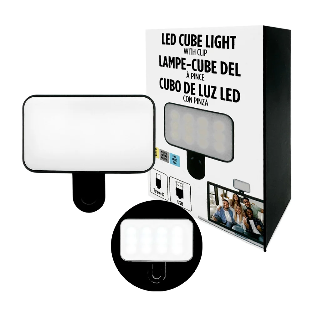 Lámpara led pequeña con clip para cámara, 3 modalidades / led cube light / bgd-1342 / cubo de luz led