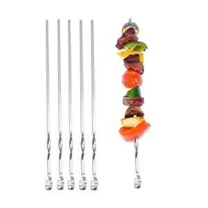 Paquete con 6 brochetas tornado metálicas para asar, 46cm
