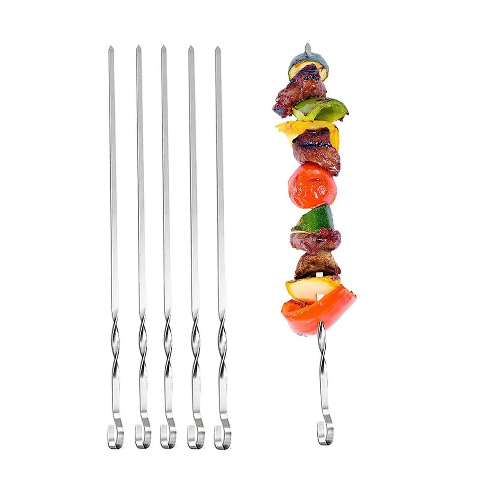 Paquete con 6 brochetas tornado metálicas para asar, 46cm