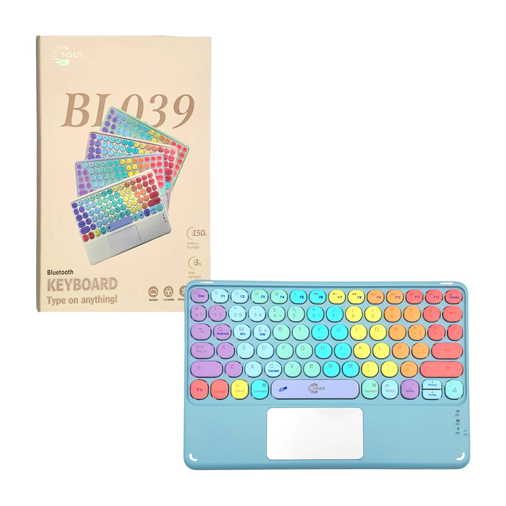 Teclado inalámbrico yisen con diseño multicolor compatible con android, ios y windows, variedad de colores / bl039