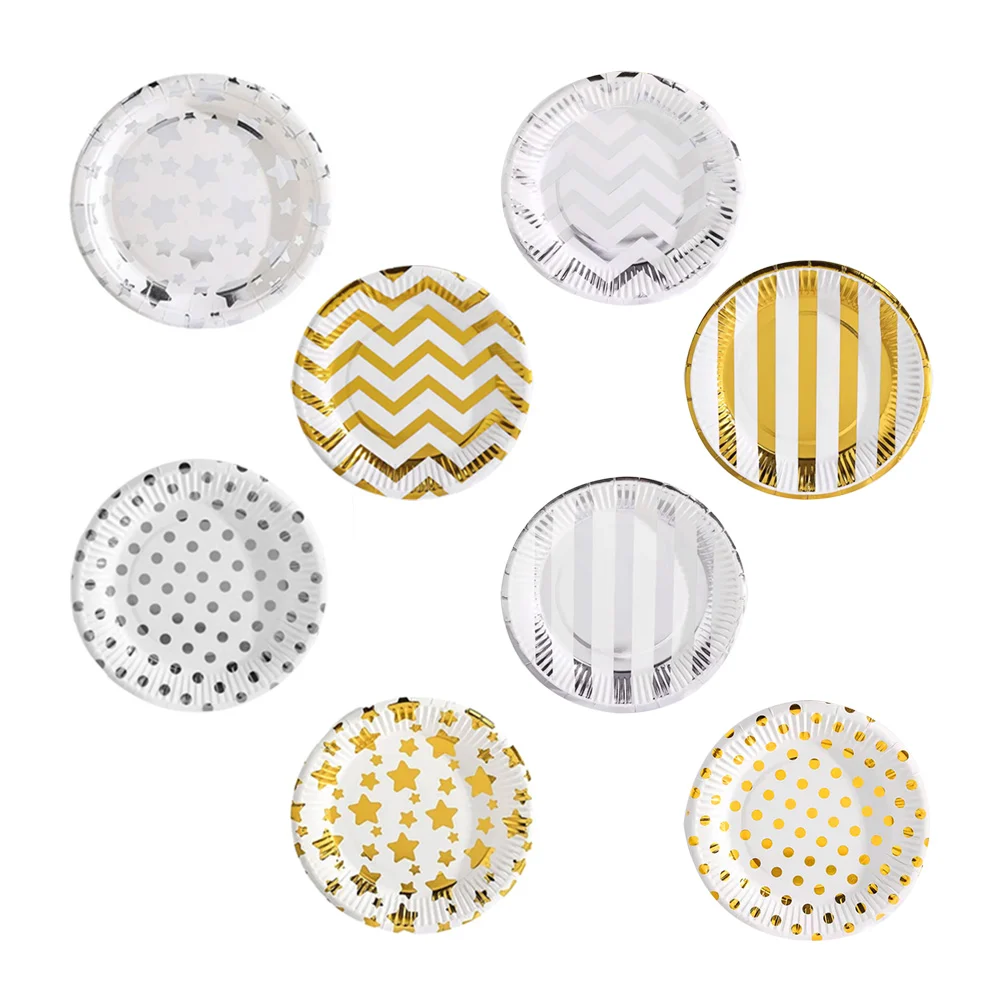 Paquete de 10 platos redondos de papel, 23cm con estampado para pastel - fiesta, variedad de diseños / bo-518 / bo feliz