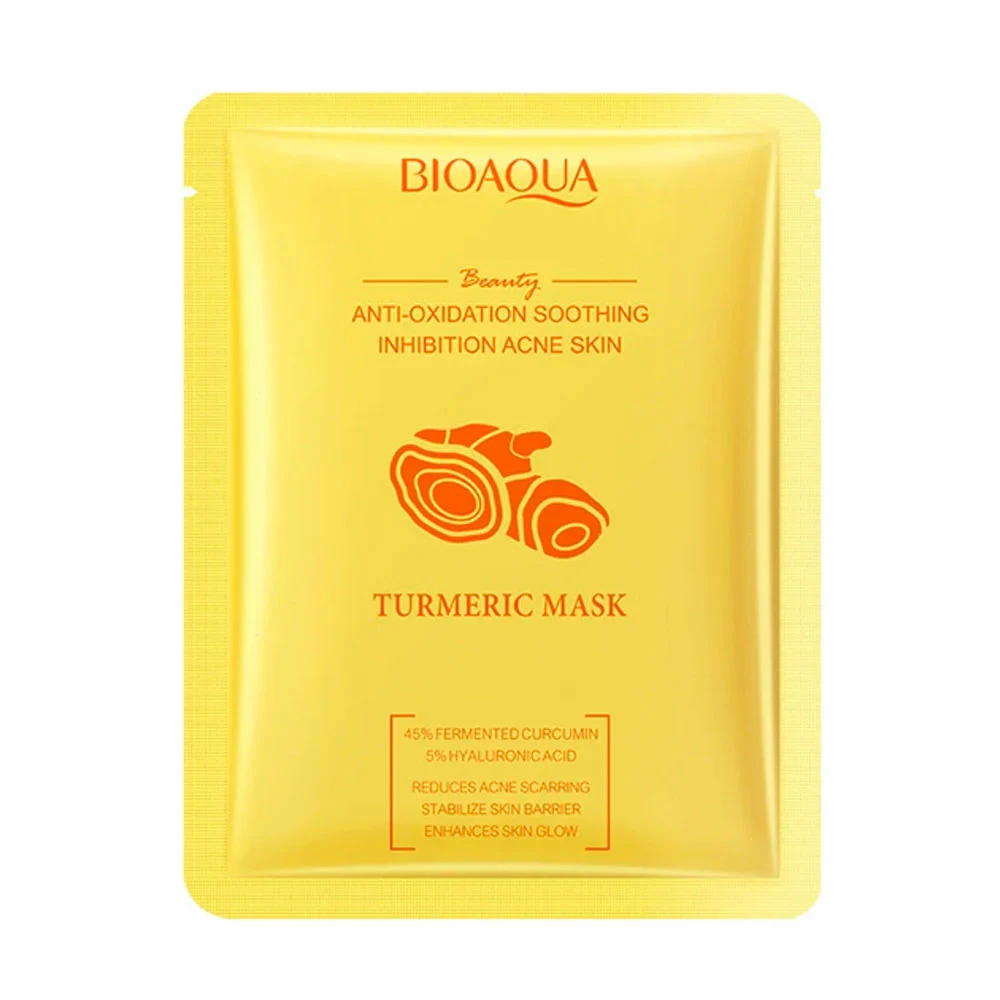 1pza mascarilla bioaqua con extracto de curcuma y ácido hialurónico antioxidante y reductor de acne / bqy08152 / bqy08169