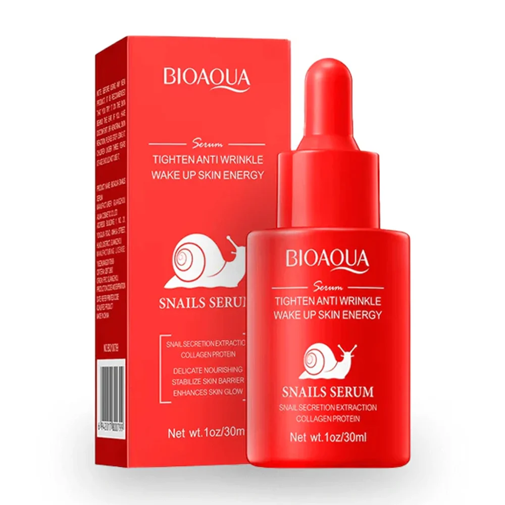 Serum bioaqua con baba de caracol anti arrugas y estabilizador de ph de la piel, 30ml / snails serum / bqy43504 / bqy4304g