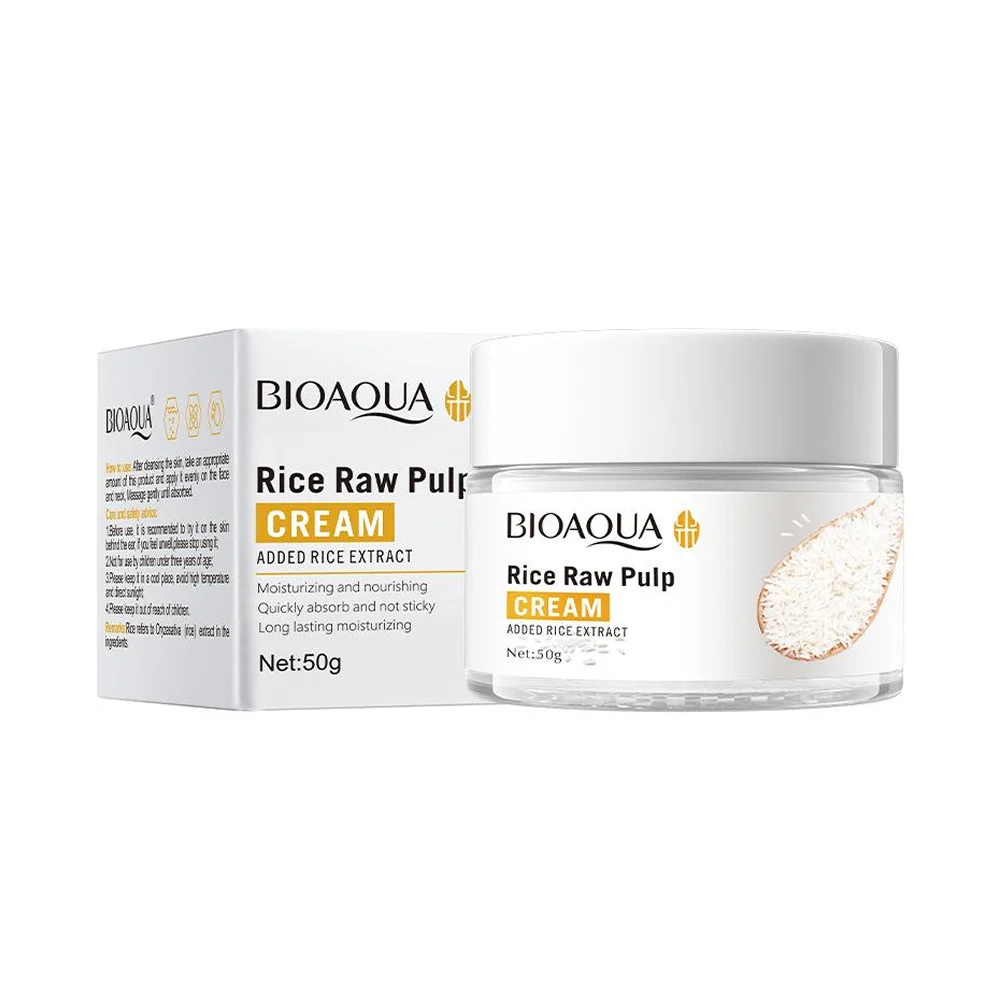 Crema facial bioaqua con extracto de arroz para hidratar la piel, 50g / bqy56303