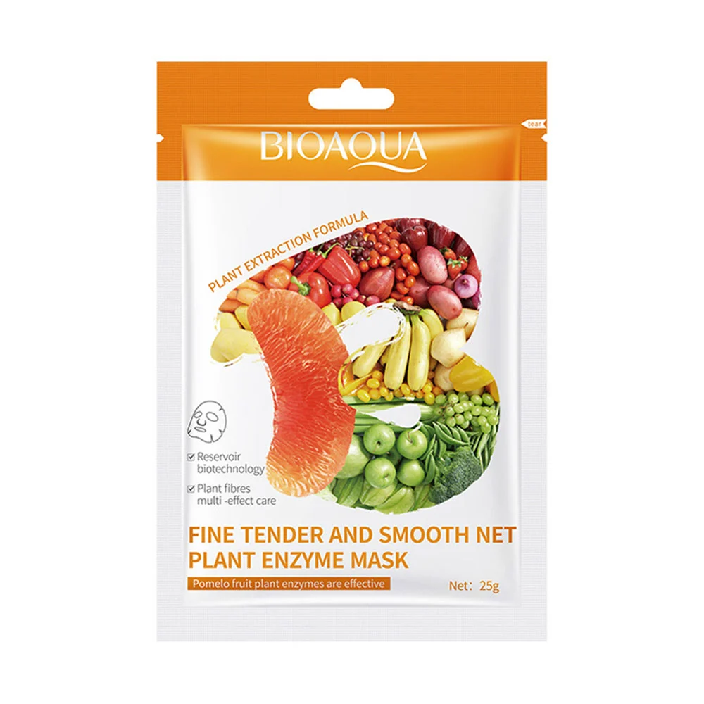 Mascarilla facial hidratante bioaqua con extracto de enzimas de vegetales y toronja para suavizar la piel, 25g / bqy91945