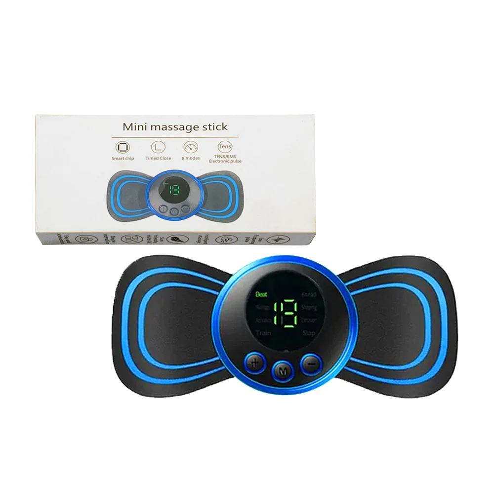 Mini masajeador estimulante tipo parche con 8 funciones diferentes y pantalla digital / mini massage stick / am11
