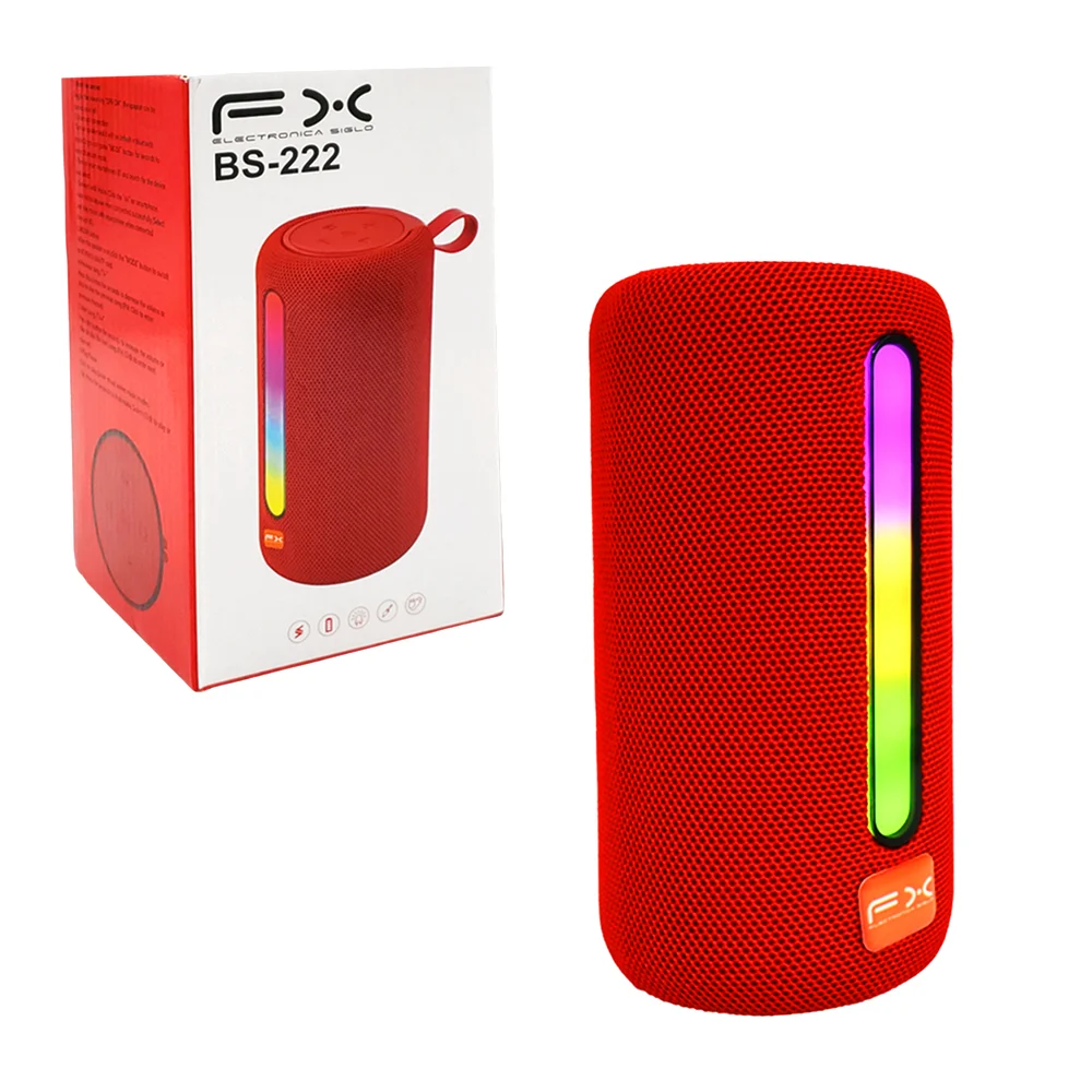 Bocina cilíndrica pequeña bluetooth, sonido 360, luces rgb, entrada usb y tf, variedad de colores / bs-222 / electronica siglo fx