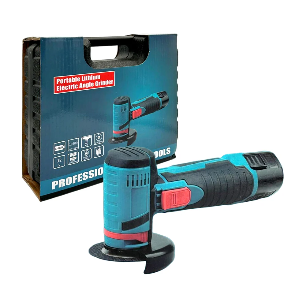 Esmeriladora - amoladora angular recargable con 2 discos de 3 pulgadas, 2 baterías de 12v y cargador / electric angle grinder / bs-8012 / rainbow