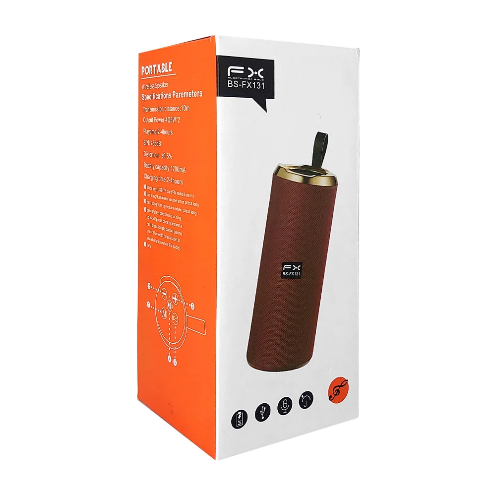 1pza Bocina inalámbrica cilíndrica, recargable, bicolor, con asa agarradera, botones de reproducción y puertos conectores, variedad de colores y patrones / bs-fx131