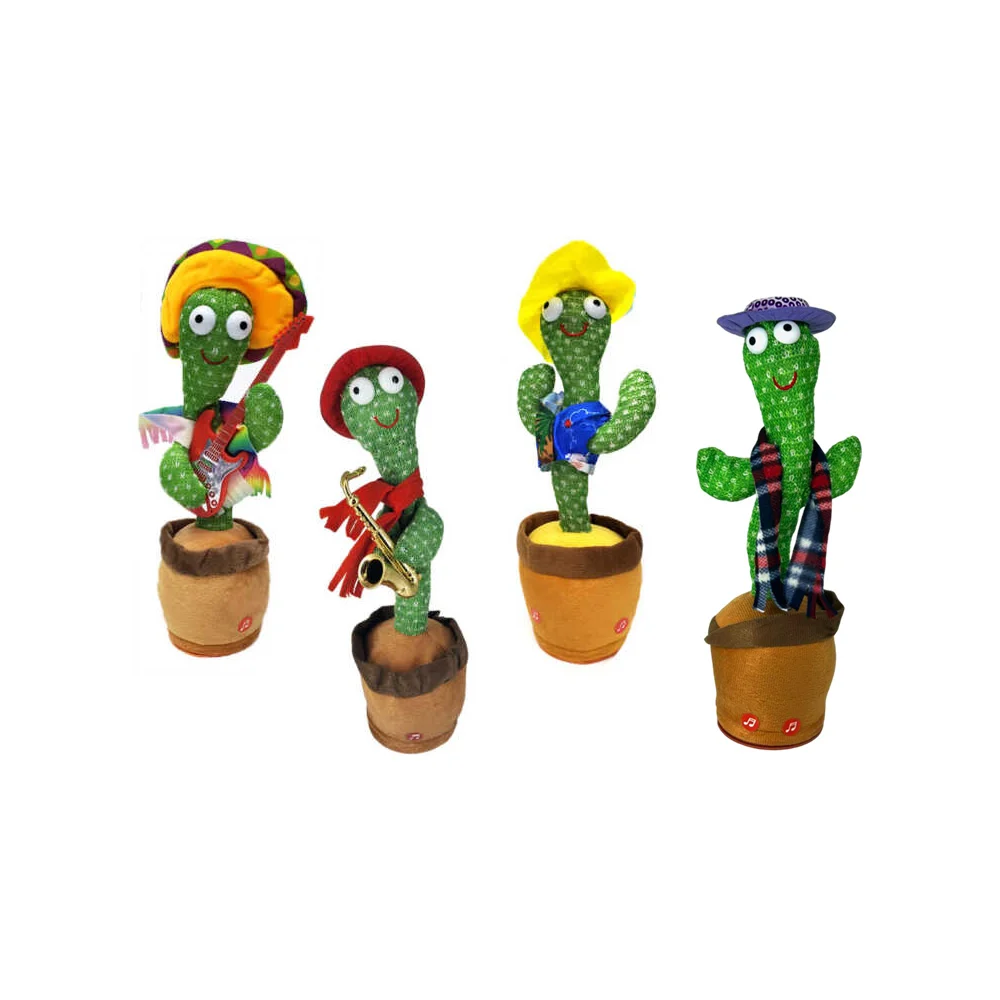 Muñeco cactus bailarín con luz, sonido y diseño tipo vaquero con sombrero, variedad de diseños / cac