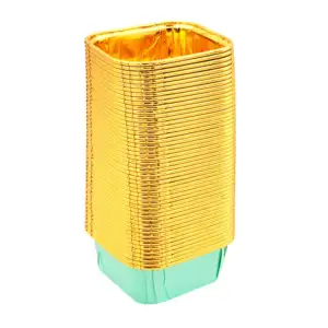 Paquete de 50 charolas pequeñas para pastel, bicolor, efecto metálico…