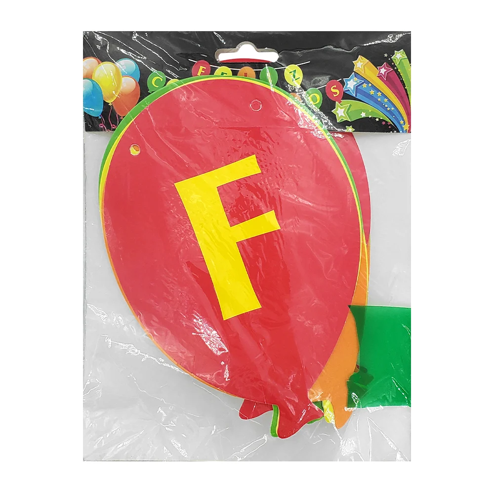 Banderín neón con frase feliz cumpleaños de 15 piezas en forma de globo / bt-725