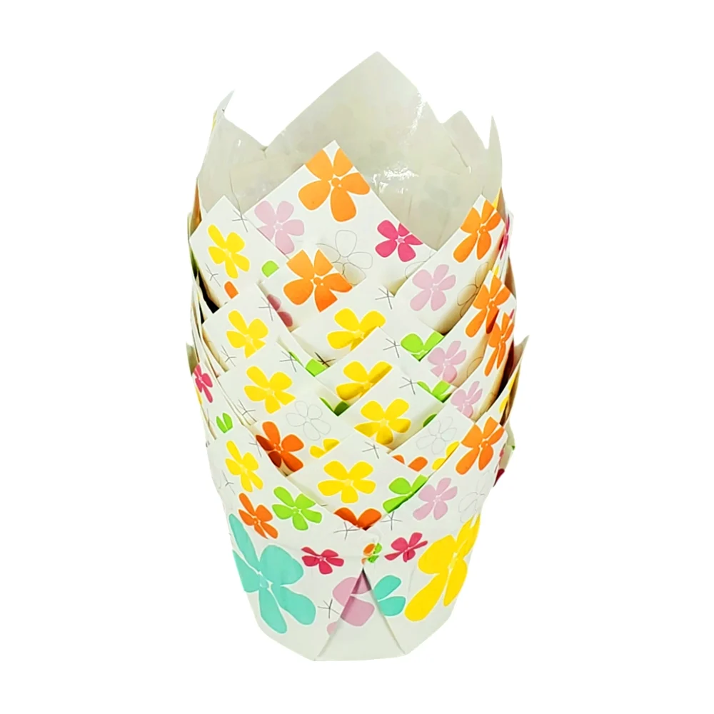 Paquete de 12 capacillos para hornear, con diseño floreado, variedad de colores / cake cup / bt-bz58