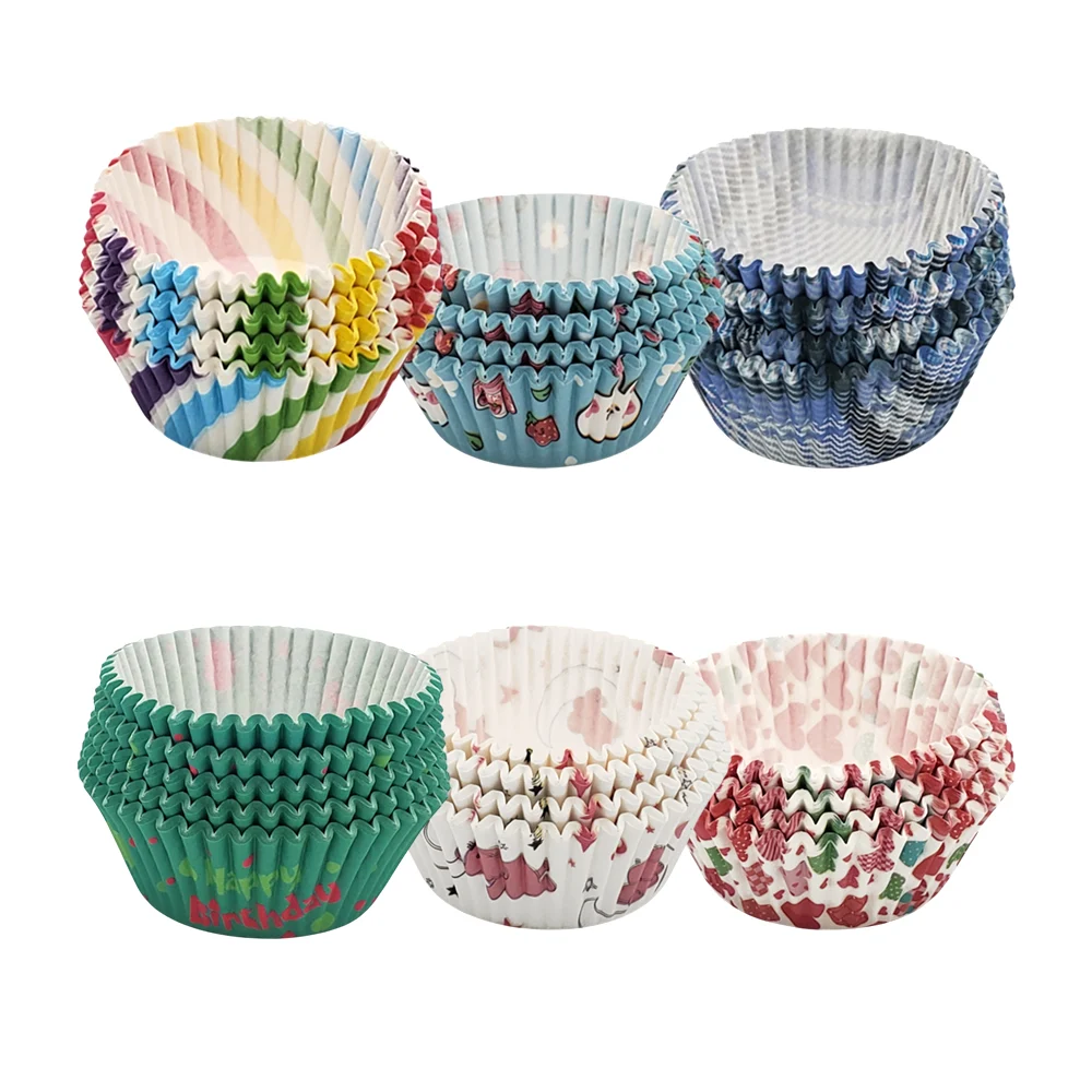 Paquete de capacillos para cupcake, con diseños animados, variedad de colores, diseños y tamaños / cake cup / bt-bz66