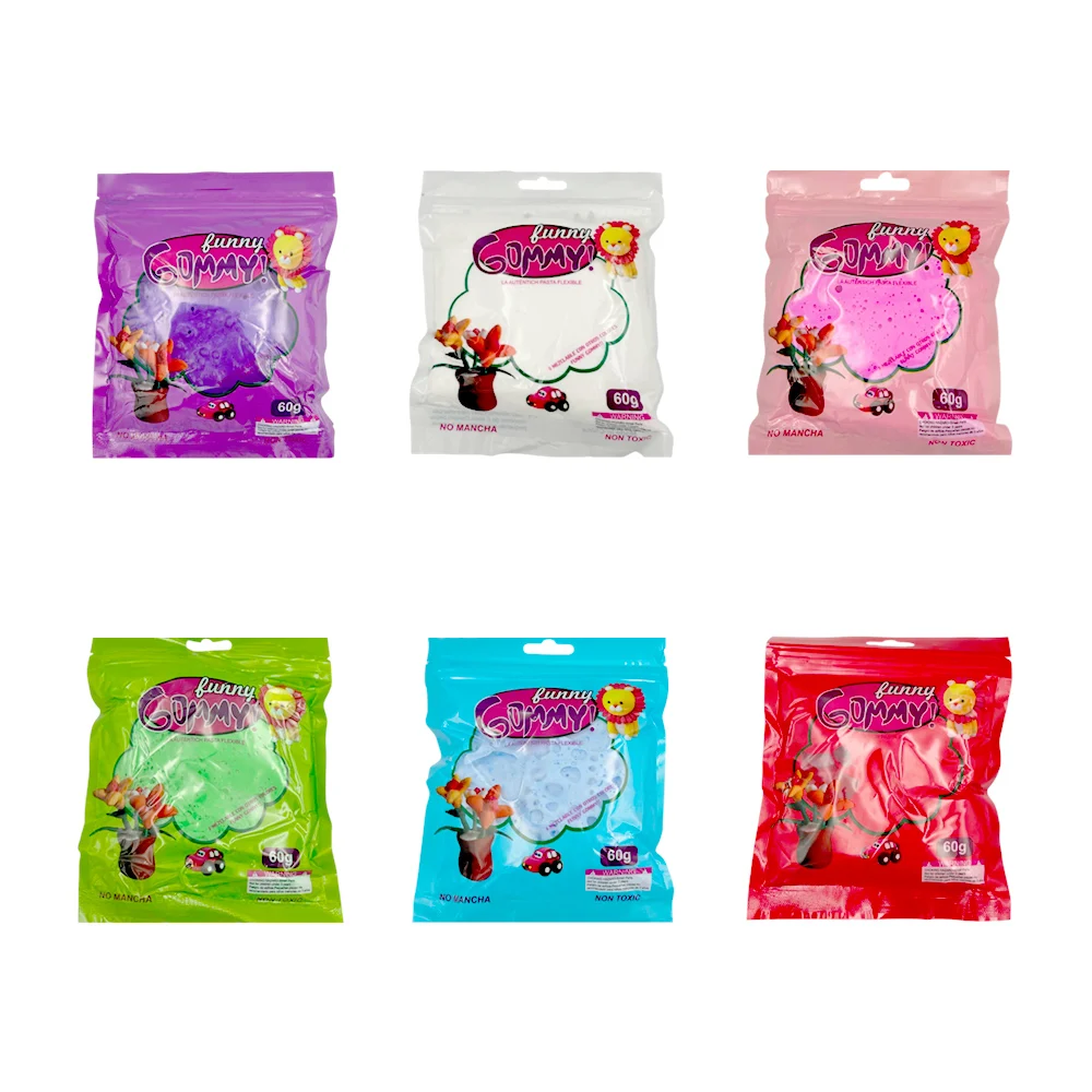 1pza Squeeze foamy moldeable en bolsa, 60g, variedad de colores / funny gummy / hd-1458