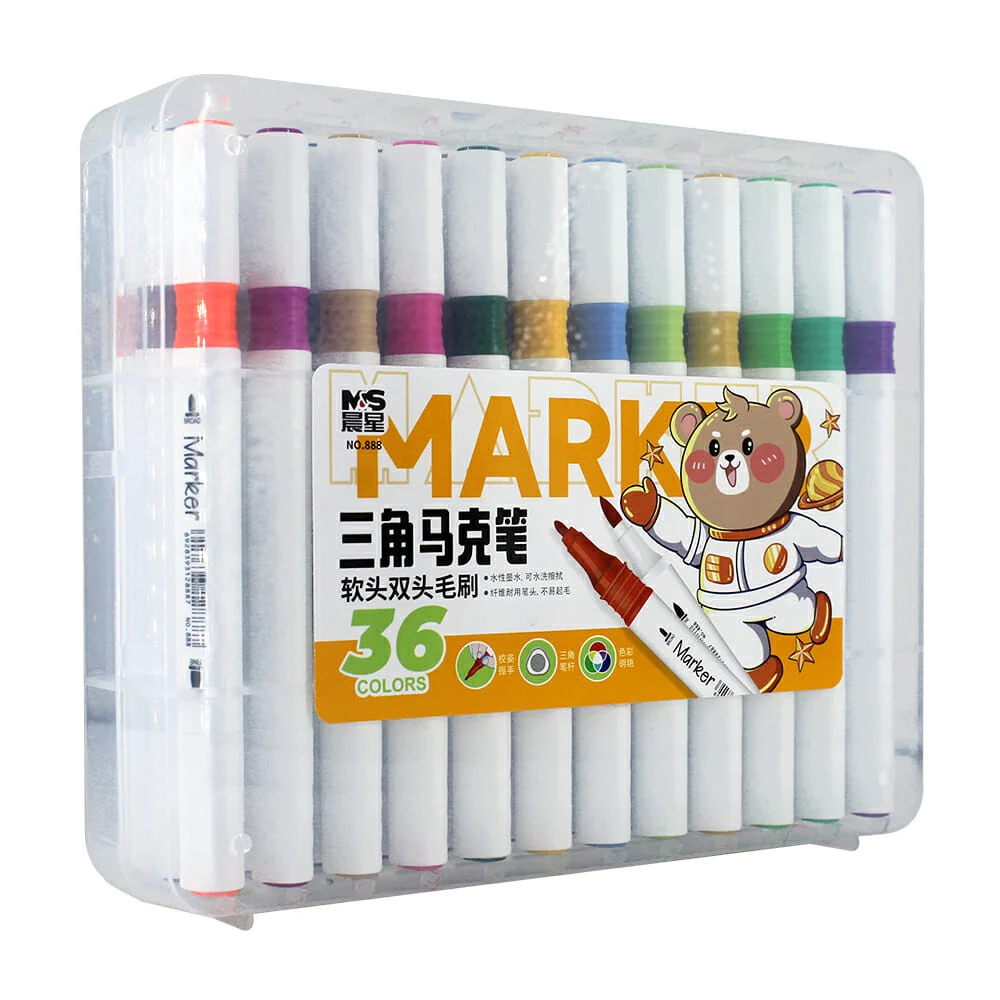 Estuche con 36 plumones marcadores marker con doble punta de colores / 888